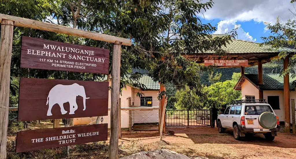Entrance to Mwaluganje Elephant  Sanctuary as seen by guests on a one day shimba hills tour by belli asili voyages the best tour operator in Kenya for coastal adventures